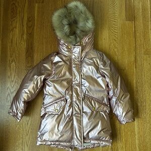 Crewcuts by J.Crew Girls' metallic fishtail parka coat, Pink, Size 8 NWT